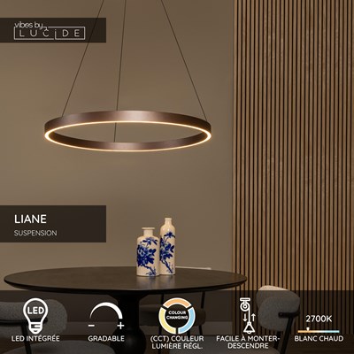 Lucide LIANE - Suspension - Ø 80 cm - LED Dim. - CCT - 2x36W 2700K/4000K - Rouille | Vibes